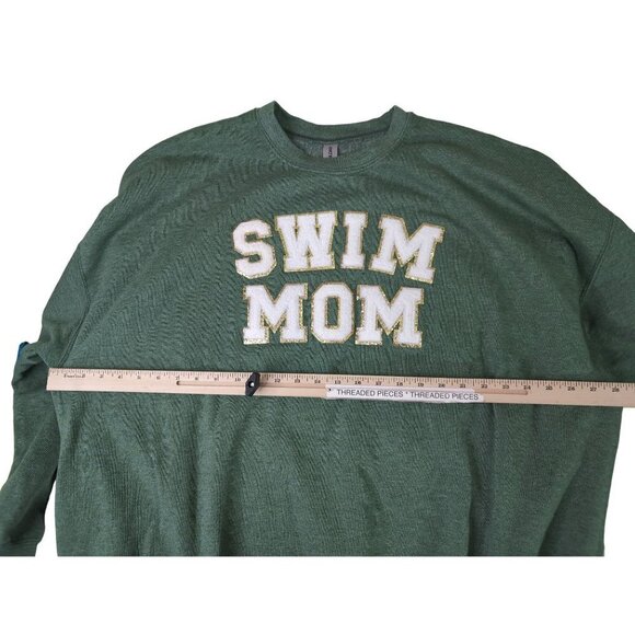 Swim Mom Sweatshirt Womens 3XL Green Fleece Lined Pullover Sweater - Picture 7 of 7